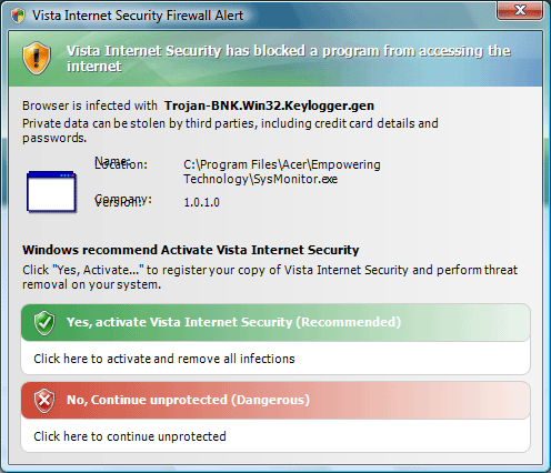 Fake firewall alert