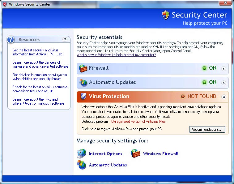 AntiVirus fake security center